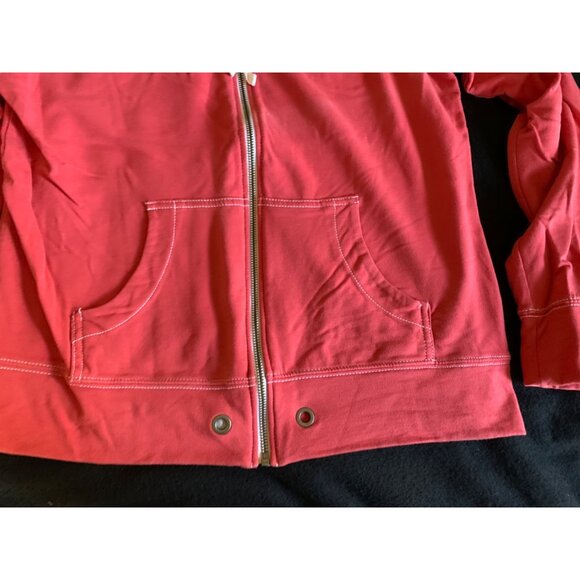 Merona Red Full-Zip Sweatshirt Size Large with Contrast Stitching & Eyelet Detai - Picture 5 of 8